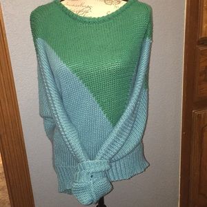 Comfy blue and green sweater